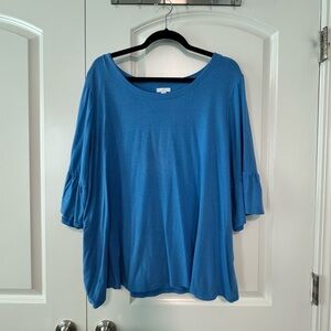 J. Jill Blue Knit Top Bell Sleeve 2x